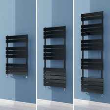 Black Designer Vertical Flat Panel Bathroom Towel Rail Radiator Central Heating