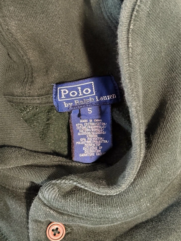Винтажный Polo Ralph Lauren толстовка детский размер 5 мальчиков шаль воротник зеленый пуловер - Изображение 4 из 4