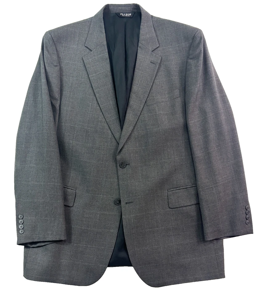 Jos A Bank 46L 38x33 Carbón Ventana 2 piezas Pantalón Traje Viajeros Colección Lana Foto 2 de 4