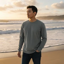 BYLT Mens L Drop Cup Long Sleeve Tee Shirt Green EUC