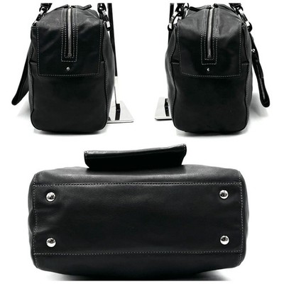 GIVENCHY Black Leather 4G Logo Handbag Tote Mini Boston Bag Auth