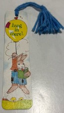 Vintage 1979 Antioch Bookmark Hang In There Bunny Rabbit Reading Made in USA
