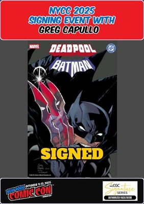 DEADPOOL/BATMAN #1 RYAN STEGMAN RAW SIGNED GREG CAPULLO W/COA NYCC PRESALE NM