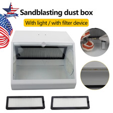Dental Sandblasting Dust-proof Case w LED Light Sandblaster Dust Collector US