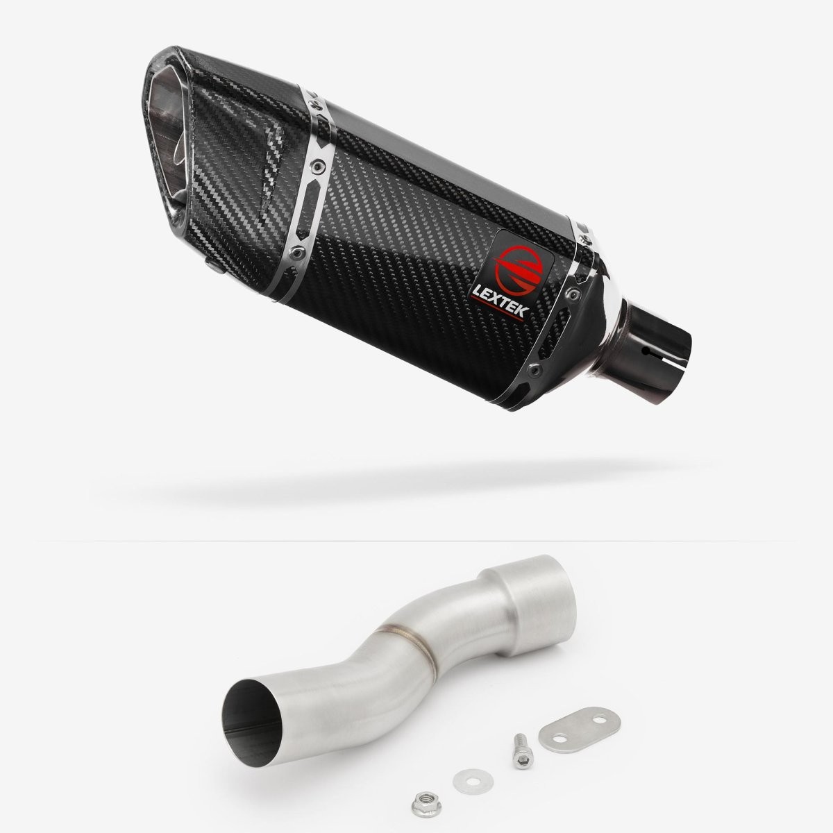 Lextek Carbon Fibre SP11C 200mm Exhaust with Link Pipe Silencer Rear Polished