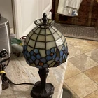 Vintage Tiffany/-Style Stained Glass Corded Electric Table Lamp 12" Tall