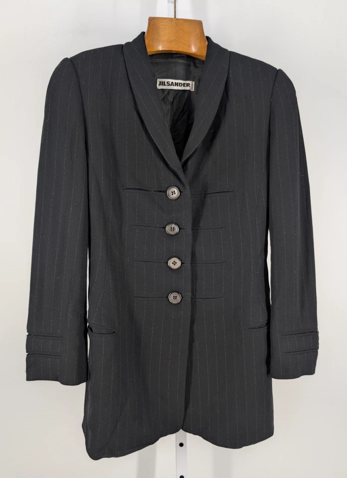Blazer Chaqueta Larga Jil Sander Vintage Avantgarde Rayas Cicatriz 36 Alemania Crepé Foto 2 de 4