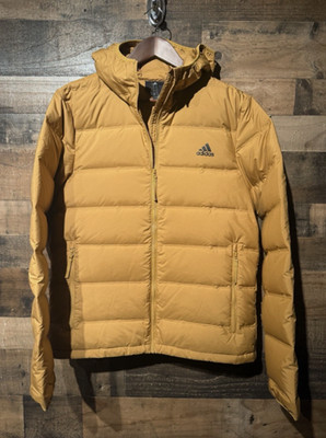 BRAND NEW Men M Adidas Helionic Down Hooded GU3953 Honey $150.00