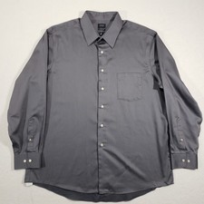 Arrow Dress Shirt Mens 17.5 34/35 Gray Classic Fit No Iron 26W5473088