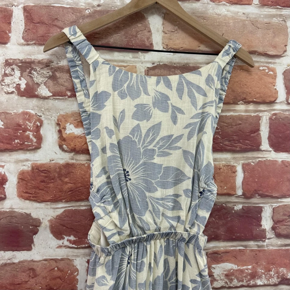 Vestido Olivaceous Para Mujer Grande Azul Off White Floral Recorte Espalda Informal Popover Foto 3 de 4