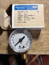 Ashcroft 20W1005 H 02L 15 Pressure Gauge, 15 psi, 2", 1/4" NPT