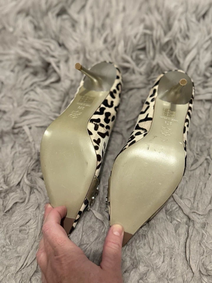 NEW Vintage Karen Millen Gold leopard ponyhair Stiletto Heels UK 4.5 EU37.5 £200 - Image 4 of 4