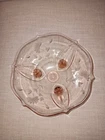 Vtg 3 Footed Lancaster Jubilee Pink Depression Glass Floral Etched Bowl 1930's