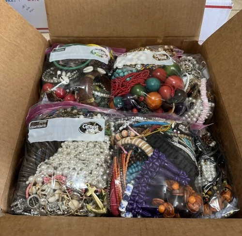19lbs+ Lot of Vintage to Now WEARABLE Mixed Costume Jewelry Box Bulk Resale #5!