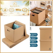 12 Inch Vinyl Record Storage Box 4 Pack Kraft Cardboard Moving Crates With Lids