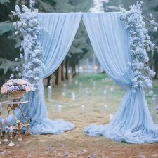 10x10ft Baby Blue Backdrop Curtains Sheer Chiffon Fabric for Wedding Party