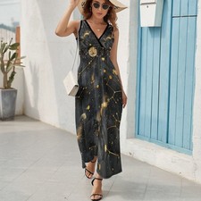 Women's V-Neck Ruffle Hem Dress Slim Fit Elegant Casual Beach Work Outfit S-2XL