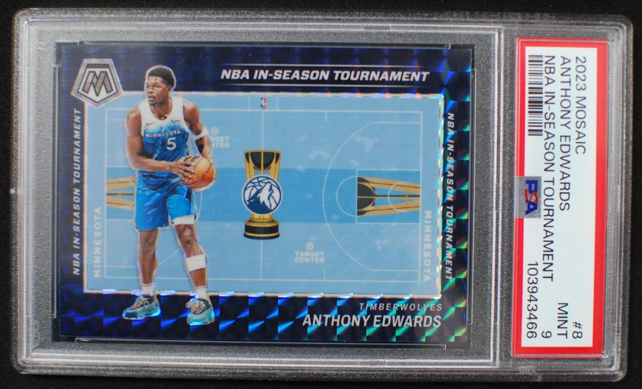 🌟 ANTHONY EDWARDS 2023-24 Panini Mosaic NBA IN SEASON TOURNAMENT SSP #8 - PSA 9