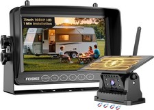 Magnetic Solar Wireless Backup Camera for RV Truck Trailer 7" 1080P Monitor,