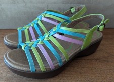 Dansko Dana Full Grain Leather Bright Multi Color Sandals, Size 37/6.5-7, NIB