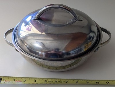 Princess House 2Qt.Round Casserole cookware 18/10 Stainless serving dish+pan+lid