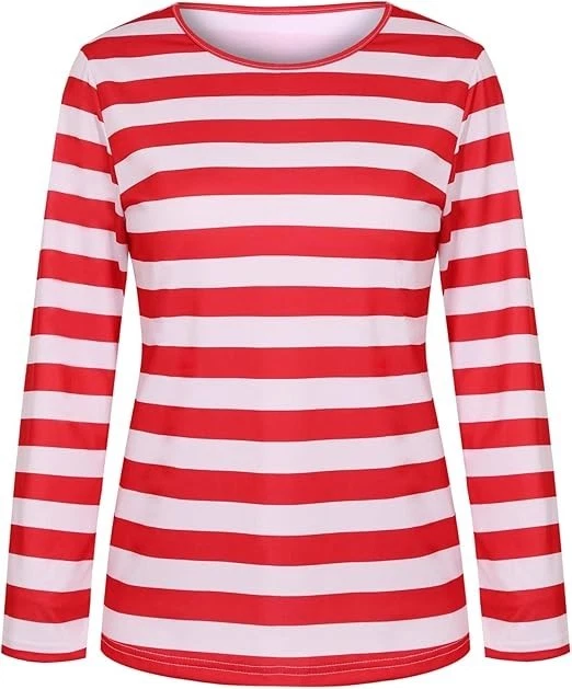 Adult Women’s Wenda Costume Set Striped Shirt Hat Skirt Glasses Cane Socks (L) - Image 2 of 4