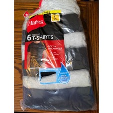 Hanes Mens Tagless T-Shirts 6 Pack Multi Color Crew Neck Undershirts Size Large