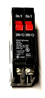 WESTINGHOUSE BR2020 CIRCUIT BREAKER TWO-POLE UNIT 120/240 VOLT 20 A NEW