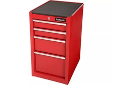 Halfords 4 Drawer Tool Box Storage Side Cabinet with Key Lock - Red (Dent)