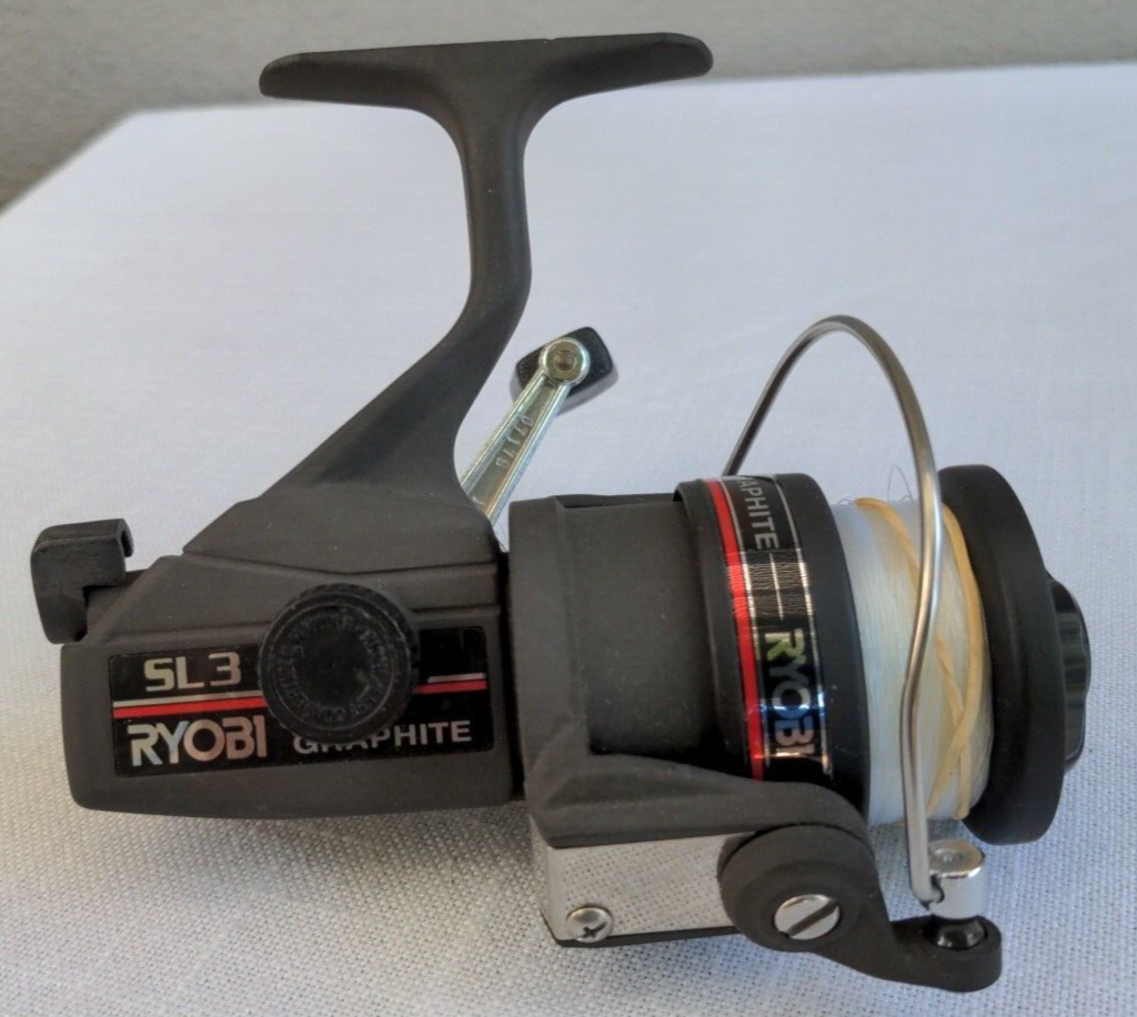 Vtg Ryobi SL3 Graphite Fishing Spinning Reel Convertible Handle