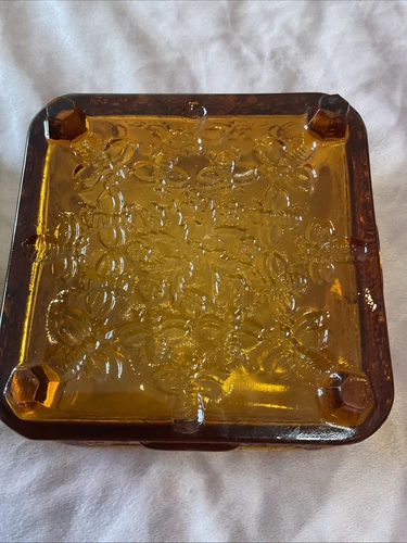 Vintage Indiana Tiara Honey Bee Beehive Candy Dish "AMBER" Very Desirable Color - Picture 4 of 6