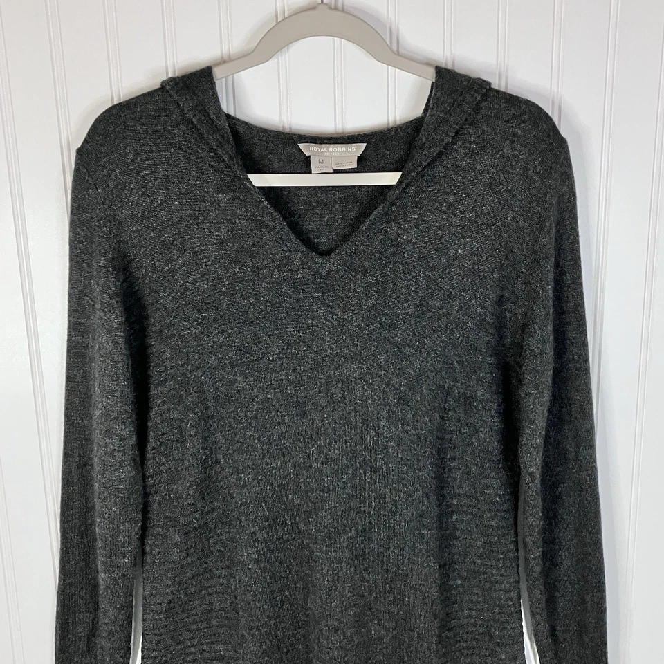 Suéter con Capucha Royal Robbins Gris Medio Lana Merino Mezcla de Lino Mangas Largas Foto 2 de 4