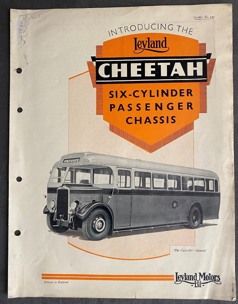 Leyland Cheetah Six Cylinder Passenger Chassis Bus Coach Brochure