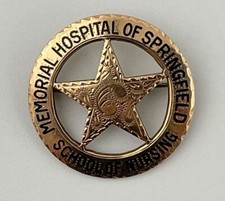 Hospital of Springfield School of Nursing 10K Gold Grad Nurse Pin Badge Engraved