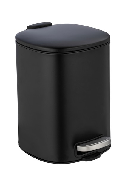 Wenko Treteimer Alassio Schwarz Stahl Anti-Finger-Print Easy-Close 5L Kompakt-image