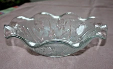 1930s Jeanette Clear Glass Iris Herringbone  Bowl 9.5"