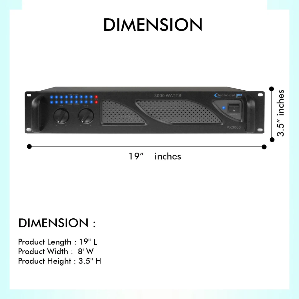 Technical Pro Professional 2U 2 Kanal. 3000 Watt Power DJ Verstärker - Bild 3 von 4