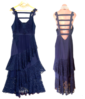 Free People Limited Edition Backless Lace Dress 12 L Maxi sexy Formal Boho  | eBay