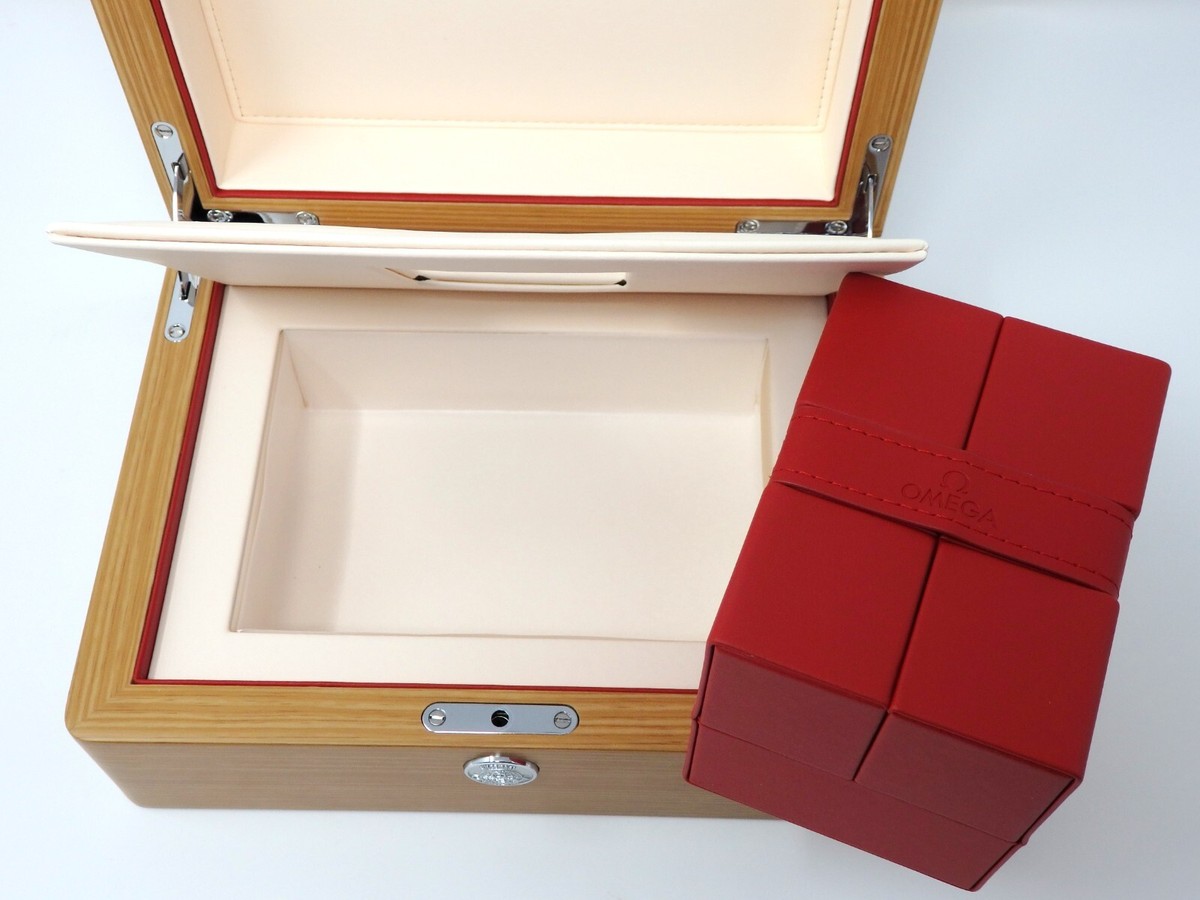 Omega Wood Watch Box Storage With Travel Red Cube Box Latest Model
