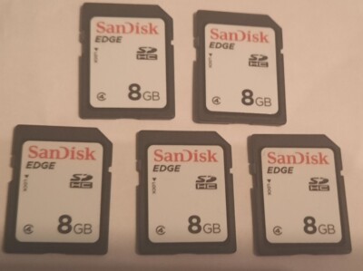 Lot of 5 SanDisk Edge Professional 8GB SD SDHC Class 4 Camera Flash Memory Card