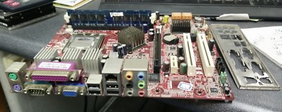 MSI MS-7173 / RC410M LGA775 micro ATX Motherboard w/ 3.0GHz CPU, & I/O Plate