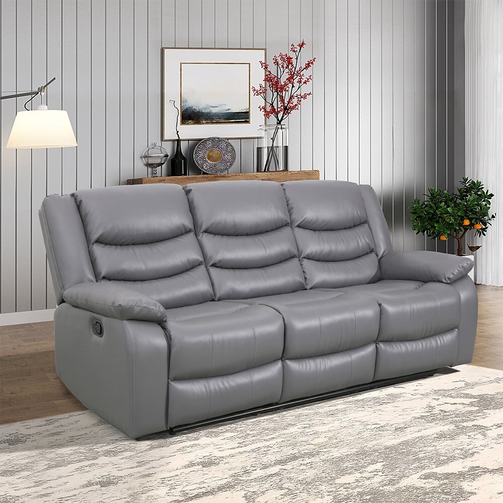 Sorreno Bonded Leather Recliner 3 Seater Sofa In Black