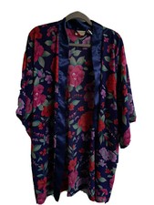 Vtg Victoria's Secret Gold Label Floral Short Kimono Robe One Size No Belt