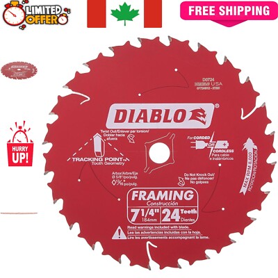 Lightweight 7-1/4-Inch Diablo Saw Blade - Razor-Sharp Titanium Carbide Teeth