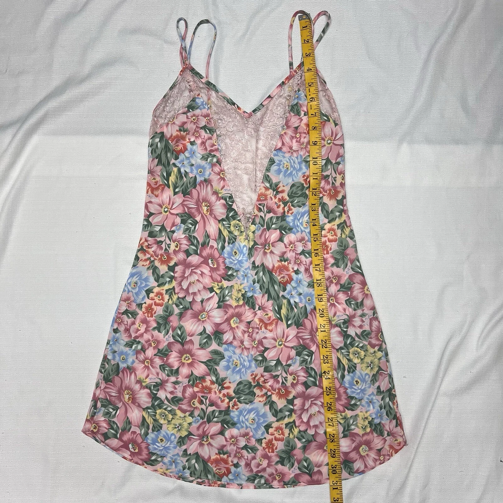 UNDERCOVER Abito Victoria's Secret vintage etichetta oro floreale chemise slip pizzo taglia small