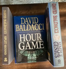 3 David Baldacci hardcover books Split Second, Hour Game, Simple Genius