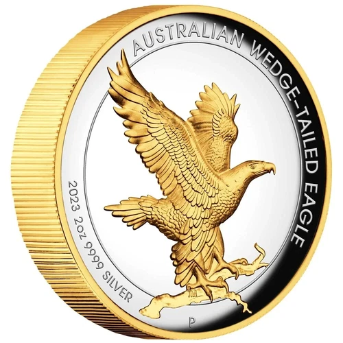 2023 $2 Australian Wedge-tailed Eagle 2oz Silver Proof High Relief Gilded Coin
