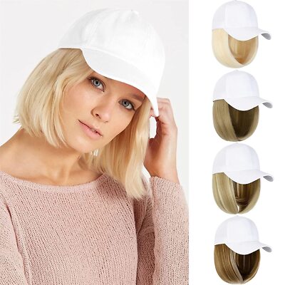 Baseball Cap with Hair Straight Short Bob Hairstyle Blonde Wigs Hat Wigs  USA