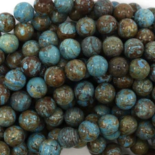 Brown Blue Turquoise Round Beads Gemstone 15" Strand 4mm 6mm 8mm 10mm 12mm