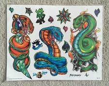 Tattoo Studio Shop Flash Single by Kelly Gormley Snakes Hearts 11" X 14" Print